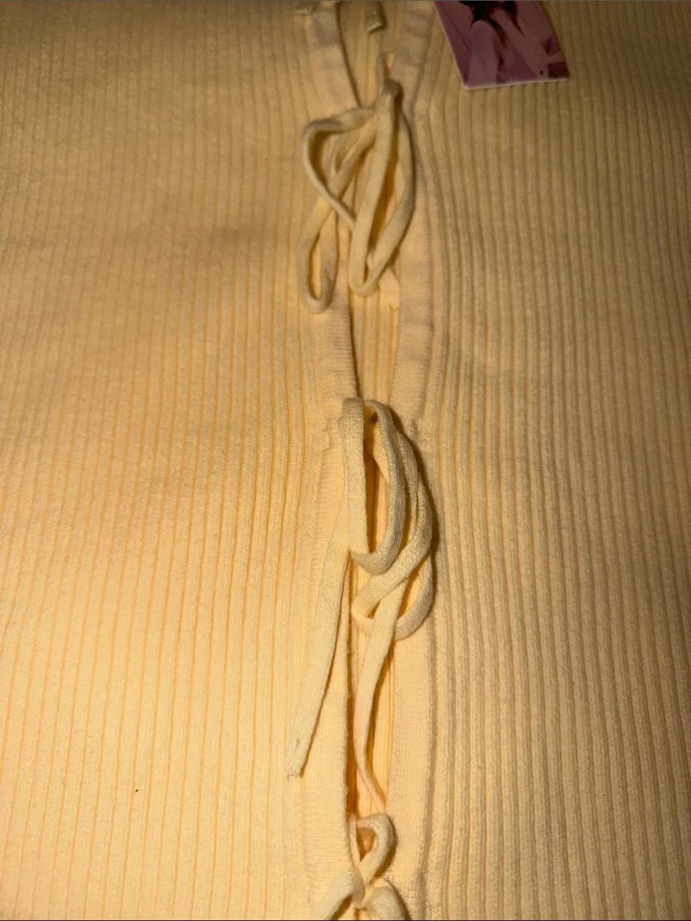 Yellow Tie-Front Ribbed Tank Sweater - Picture 2 of 3